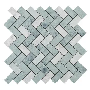 Oslo Orient Green Marble Natural Product Herringbone Honed Mosaic by Beaumont Tiles, a Mosaic Tiles for sale on Style Sourcebook