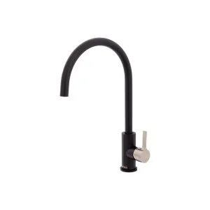 Sansa Sink Mixer Gooseneck 205 Matte Black w BN Handle by Fienza, a Kitchen Taps & Mixers for sale on Style Sourcebook