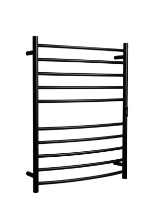 Towel Rail Heated Curved 700X900 Matte Black by Hotwire, a Towel Rails for sale on Style Sourcebook