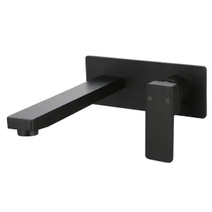 Ceram Wall Basin Set Straight 195 Matte Black by Ikon, a Bathroom Taps & Mixers for sale on Style Sourcebook