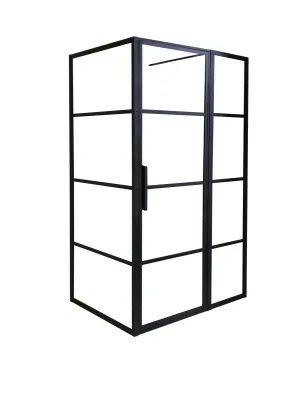 Manhattan Return Panel Shower Screen Framed 900X2100 Matte Black by decina, a Shower Screens & Enclosures for sale on Style Sourcebook