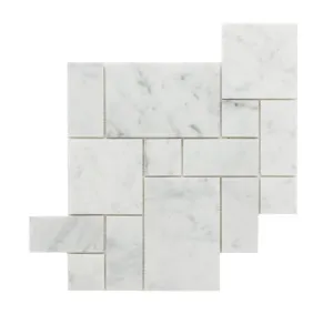 Pisa  Bianco Carrara Natural Product French Pattern Honed Mosaic by Beaumont Tiles, a Mosaic Tiles for sale on Style Sourcebook