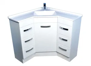 Corner 900 Vanity Corner Doors & Drawers with Poly Marble Basin Top by Fienza, a Vanities for sale on Style Sourcebook