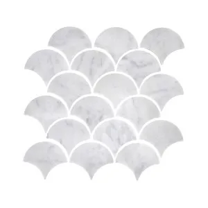 Pisa  Bianco Carrara Natural Product Fan Honed Mosaic by Beaumont Tiles, a Mosaic Tiles for sale on Style Sourcebook