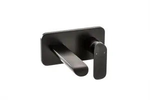 Jaya Wall Basin Set Straight 178 Matte Black by Ikon, a Bathroom Taps & Mixers for sale on Style Sourcebook