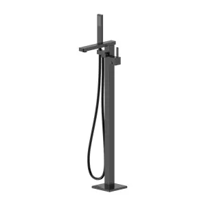 Platz Floor Bath Mixer With Hand Held Shower Matt Black by Haus25, a Bathroom Taps & Mixers for sale on Style Sourcebook