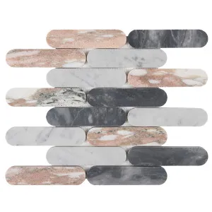 Sherrin Rose-Multi Marble Natural Product Capsule Honed Mosaic by Beaumont Tiles, a Mosaic Tiles for sale on Style Sourcebook