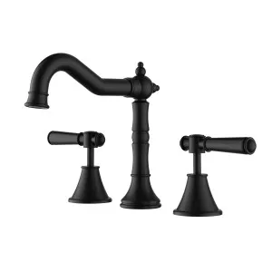 Clasico 3 Piece Basin Set Matt Black by Ikon, a Bathroom Taps & Mixers for sale on Style Sourcebook