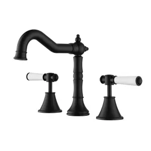 Clasico Basin Set Ceramic Hahdle Matt Black by Ikon, a Bathroom Taps & Mixers for sale on Style Sourcebook