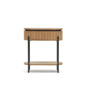 Licia mango wood bedside table with 1 drawer, with a natural finish and metal, 55 x 65 cm by Kave Home, a Bedside Tables for sale on Style Sourcebook