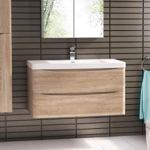 Bel Bagno Ancona White Oak 900mm Single Bowl Wall Hung Vanity And Basin by Bel Bagno, a Vanities for sale on Style Sourcebook