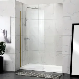 Covey Fixed Panel With Wall Channel Glass Brushed Gold by Covey, a Shower Screens & Enclosures for sale on Style Sourcebook