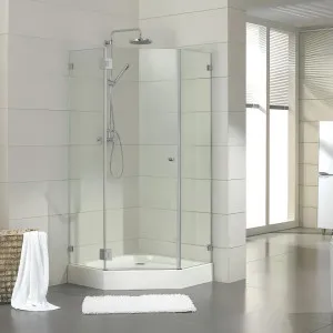 Covey Wall To Wall Diamond Frameless Hinge Door Brushed Nickel by Covey, a Shower Screens & Enclosures for sale on Style Sourcebook