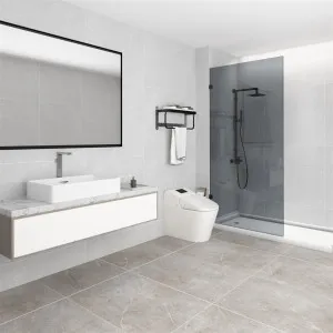 Covey Grey Glass And Black Frameless Fix Panel by Covey, a Shower Screens & Enclosures for sale on Style Sourcebook