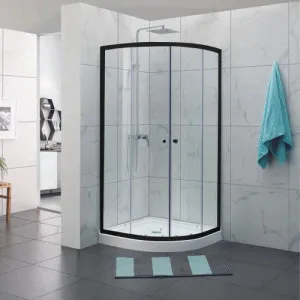 Covey Wall To Wall Semi-Framed Curved Sliding Shower Screen Black by Covey, a Shower Screens & Enclosures for sale on Style Sourcebook