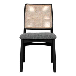 Jonas Dining Chair in Rattan / Talent Dark Grey / Black by OzDesignFurniture, a Dining Chairs for sale on Style Sourcebook