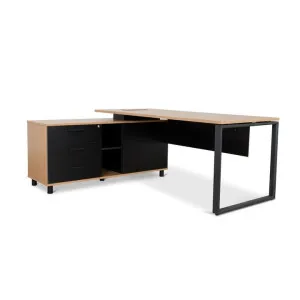 Halo 1.8m Executive Desk Left Return with Black Legs - Natural by Interior Secrets - AfterPay Available by Interior Secrets, a Desks for sale on Style Sourcebook