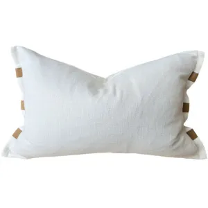 Florrie Linen Cotton Cushion 40x60cm Lumbar - White | Leather by Macey & Moore, a Cushions, Decorative Pillows for sale on Style Sourcebook