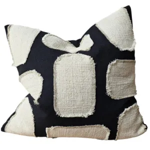 Fia Linen Cotton Cushion 55cm Square - Black | Natural by Macey & Moore, a Cushions, Decorative Pillows for sale on Style Sourcebook