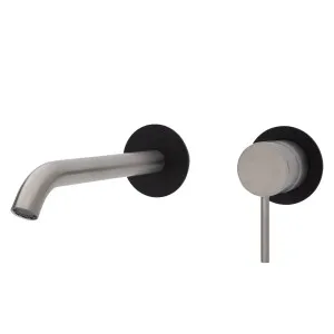 Kaya Wall Basin Set Curved 200 Brushed Nickel with MB Plate by Fienza, a Bathroom Taps & Mixers for sale on Style Sourcebook