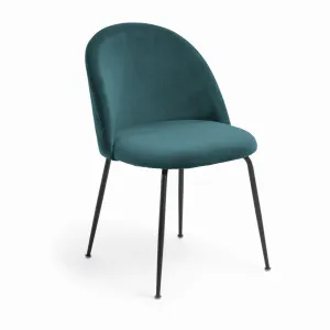 Ivonne velvet chair in turquoise and black metal by Kave Home, a Chairs for sale on Style Sourcebook