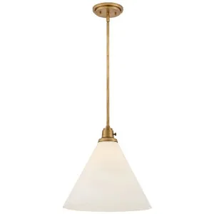 Hinkley Arti Medium Pendant Light with Cased Opal Glass Heritage Brass by Hinkley, a Pendant Lighting for sale on Style Sourcebook