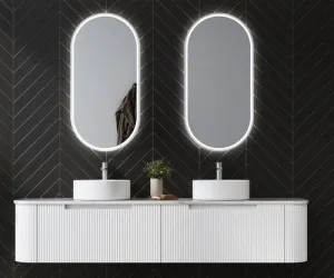 Aulic Petra Mark Ii Curved Matte White 1800mm Double Bowl Wall Hung Vanity W/ German Hettich Runners by Aulic, a Vanities for sale on Style Sourcebook