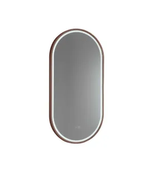 Gatsby Pill Shaped LED Mirror with Cuban Bronze Frame - 90 x 45cm or 120 x 45cm 900mm x 450mm by Luxe Mirrors, a Illuminated Mirrors for sale on Style Sourcebook