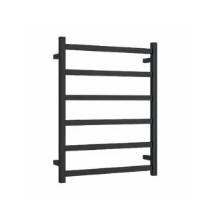 Square Ladder Heated Towel Rail Matt Black 2 sizes available Hard Wired 600mm x 800mm by Luxe Mirrors, a Towel Rails for sale on Style Sourcebook