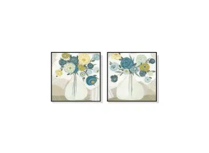 Set of 2 Floral Bouquet Wall Art Canvas 7 sizes available 40cm x 40cm by Luxe Mirrors, a Artwork & Wall Decor for sale on Style Sourcebook