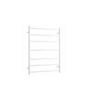 Satin White Round Ladder Heated Towel Rail 80cm x 60cm Plug In by Luxe Mirrors, a Towel Rails for sale on Style Sourcebook