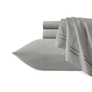 Renee Taylor Strada Embroidered Egyptian Cotton Silver Charcoal Quilt Cover Set by null, a Quilt Covers for sale on Style Sourcebook