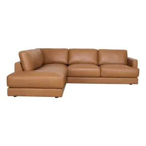 Temple Corner Chaise Sofa LHF in Ultra Leather Light Brown by OzDesignFurniture, a Sofas for sale on Style Sourcebook