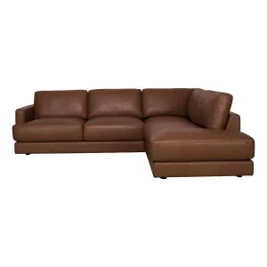 Temple Corner Chaise RHF in Ultra Leather Dark Brown by OzDesignFurniture, a Sofas for sale on Style Sourcebook