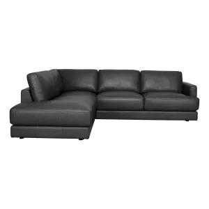 Temple Corner Chaise LHF in Leather Black by OzDesignFurniture, a Sofas for sale on Style Sourcebook