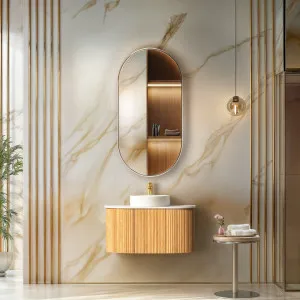 Orio Montebello Light Walnut Fluted 750mm Curve Single Bowl Wall Hung Vanity by Orio, a Vanities for sale on Style Sourcebook