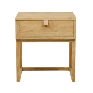 Willow Leather Tab Bedside - Teak by GlobeWest, a Bedside Tables for sale on Style Sourcebook