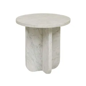 Amara Curve Side Table - Matt White Marble by GlobeWest, a Side Table for sale on Style Sourcebook