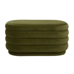 Kennedy Ribbed Oval Ottoman - Pickle Velvet by GlobeWest, a Ottomans for sale on Style Sourcebook