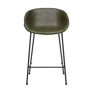 Duke Barstool - Vintage Matt Green PU - Black by GlobeWest, a Bar Stools for sale on Style Sourcebook