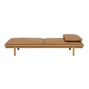 Tolv Pensive Day Bed - Camel Leather - Light Oak by Tolv, a Outdoor Sunbeds & Daybeds for sale on Style Sourcebook