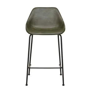 Ronald Barstool - Vintage Matt Green PU - Black by GlobeWest, a Bar Stools for sale on Style Sourcebook