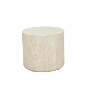 Elle Block Round Side Table - Natural Travertine by GlobeWest, a Side Table for sale on Style Sourcebook