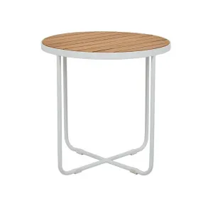 Cali Cross Side Table - Natural Teak - White by GlobeWest, a Tables for sale on Style Sourcebook