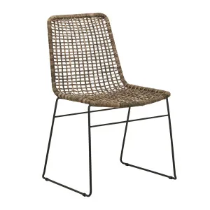 Olivia Open Weave Dining Chair - Greywash - Black by GlobeWest, a Chairs for sale on Style Sourcebook