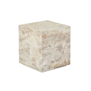 Rufus Block Square Marble Side Table - Latte Marble by GlobeWest, a Side Table for sale on Style Sourcebook