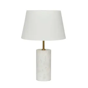 Easton Marble Table Lamp - White Marble - White Linen by GlobeWest, a Table & Bedside Lamps for sale on Style Sourcebook