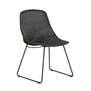 Granada Scoop Closed Weave Dining Chair - Licorice - Licorice by GlobeWest, a Outdoor Chairs for sale on Style Sourcebook