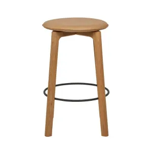 Sketch Glide Upholstered Barstool - Camel Leather - Light Oak by Sketch, a Bar Stools for sale on Style Sourcebook