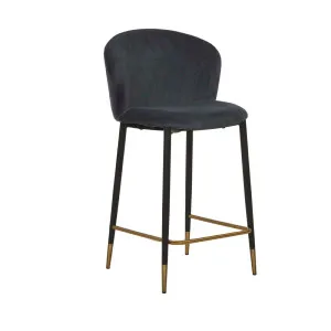 Sara Barstool - Onyx Velvet - Black by GlobeWest, a Bar Stools for sale on Style Sourcebook